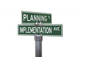 Street sign with planning and implementation