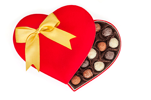 Box of chocolate hearts to sell more hearing aids on Valentine's Day